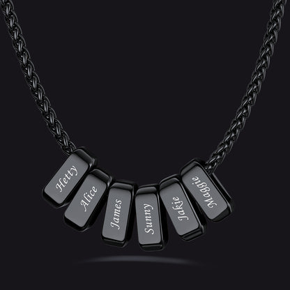 Customized Multi Name Necklace with Box Chain/ Wheat Chain for Men