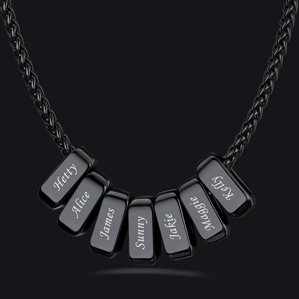 Customized Multi Name Necklace with Box Chain/ Wheat Chain for Men