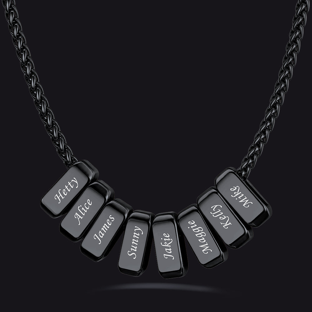 Customized Multi Name Necklace with Box Chain/ Wheat Chain for Men