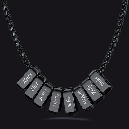 Customized Multi Name Necklace with Box Chain/ Wheat Chain for Men