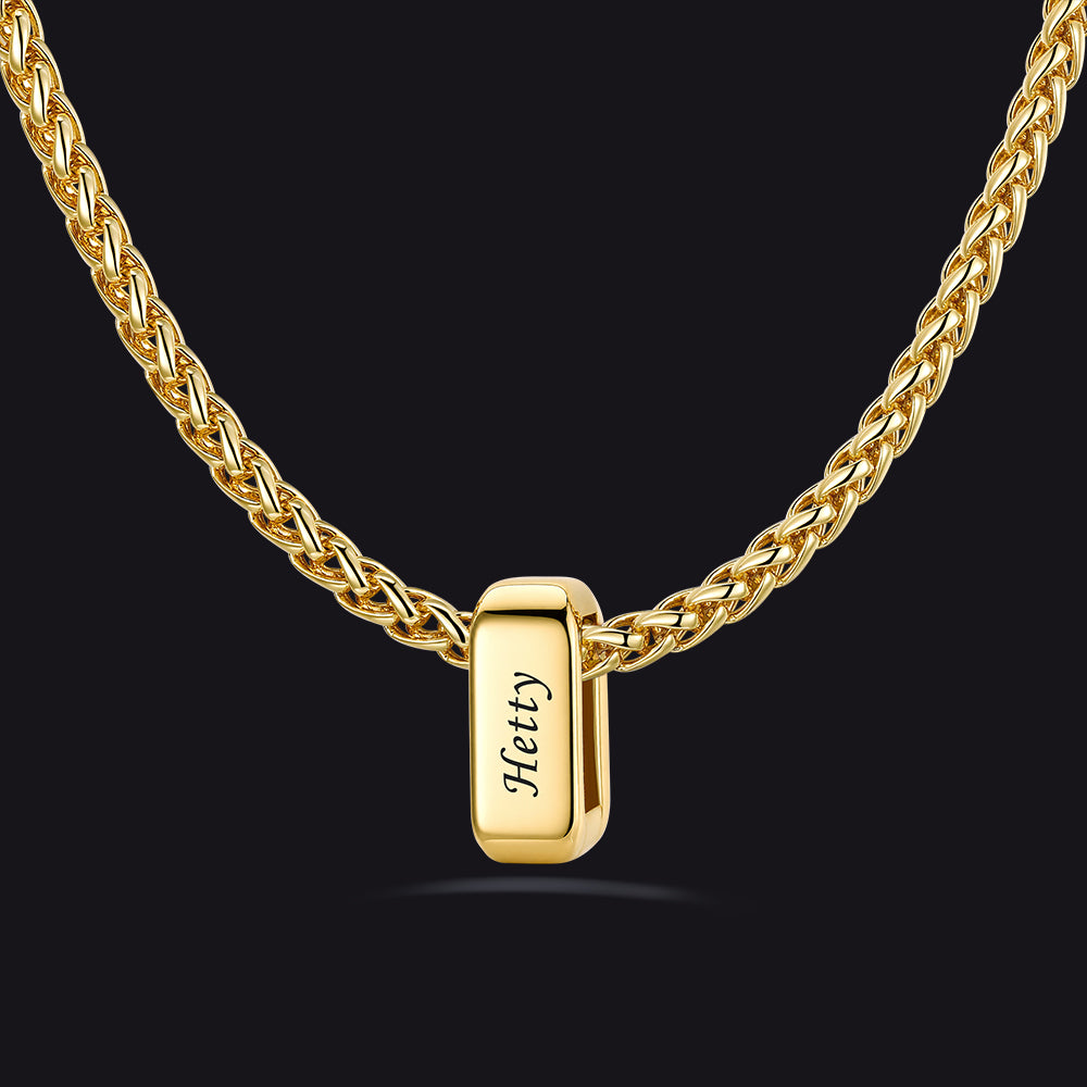 Customized Multi Name Necklace with Box Chain/ Wheat Chain for Men