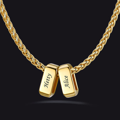 Customized Multi Name Necklace with Box Chain/ Wheat Chain for Men