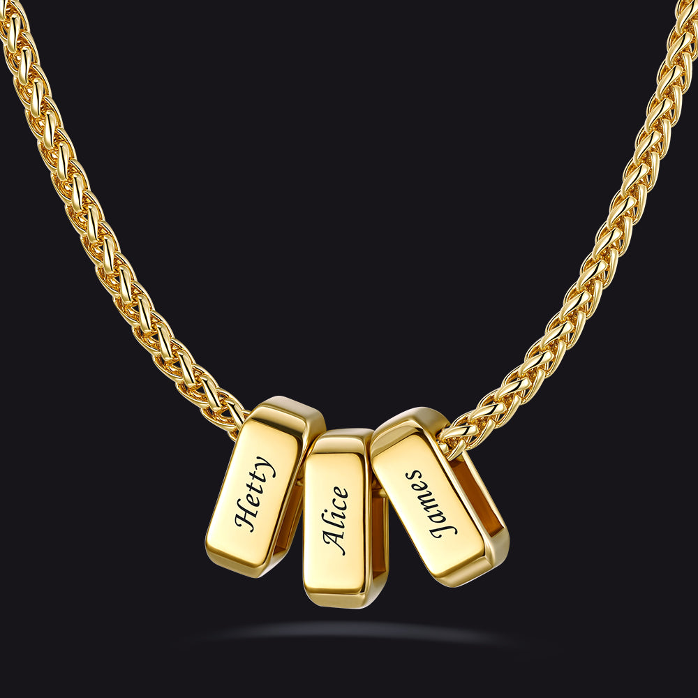 Customized Multi Name Necklace with Box Chain/ Wheat Chain for Men