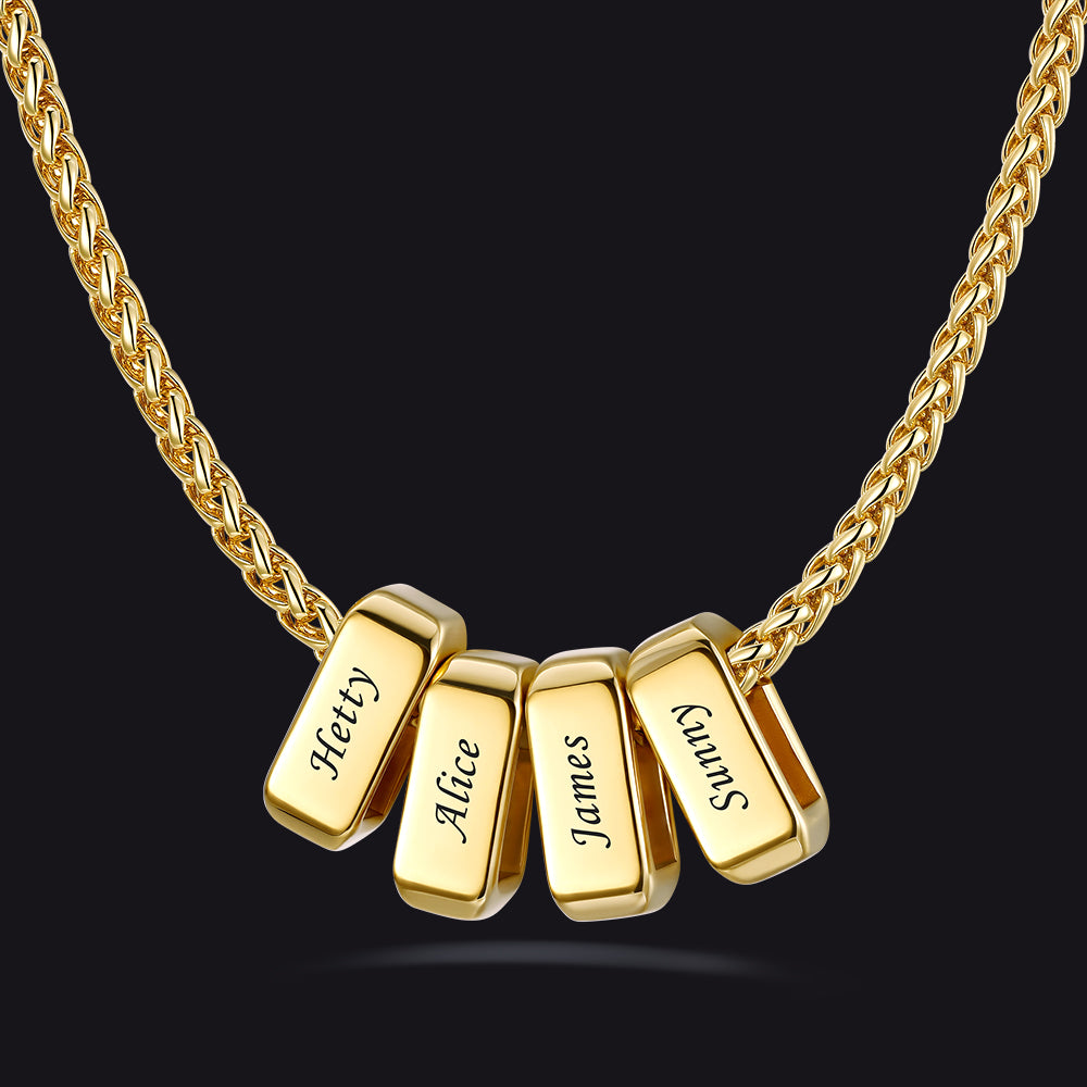 Customized Multi Name Necklace with Box Chain/ Wheat Chain for Men