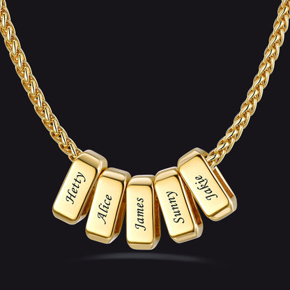 Customized Multi Name Necklace with Box Chain/ Wheat Chain for Men