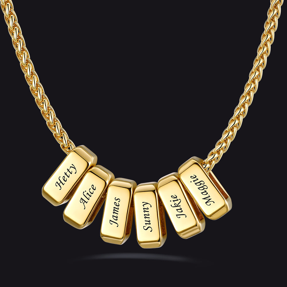 Customized Multi Name Necklace with Box Chain/ Wheat Chain for Men