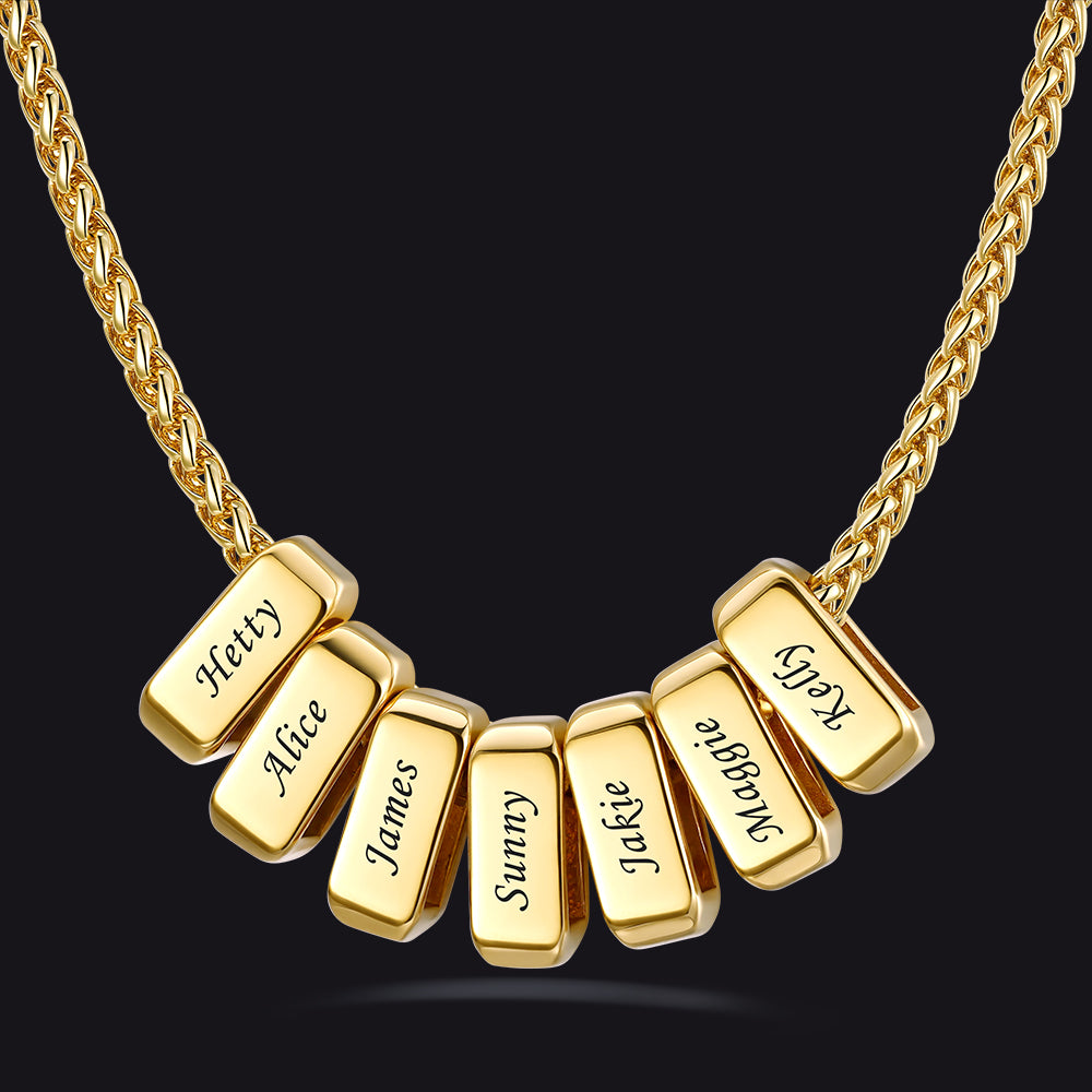 Customized Multi Name Necklace with Box Chain/ Wheat Chain for Men