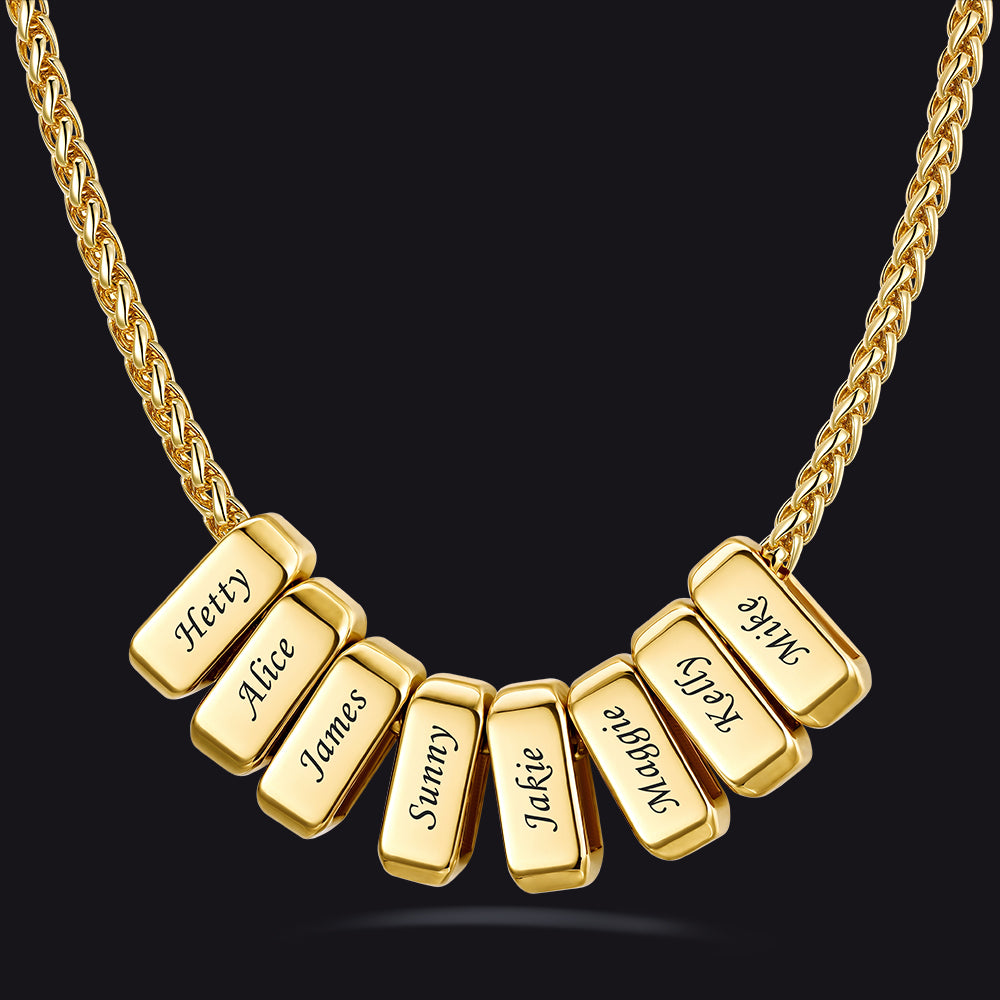 Customized Multi Name Necklace with Box Chain/ Wheat Chain for Men