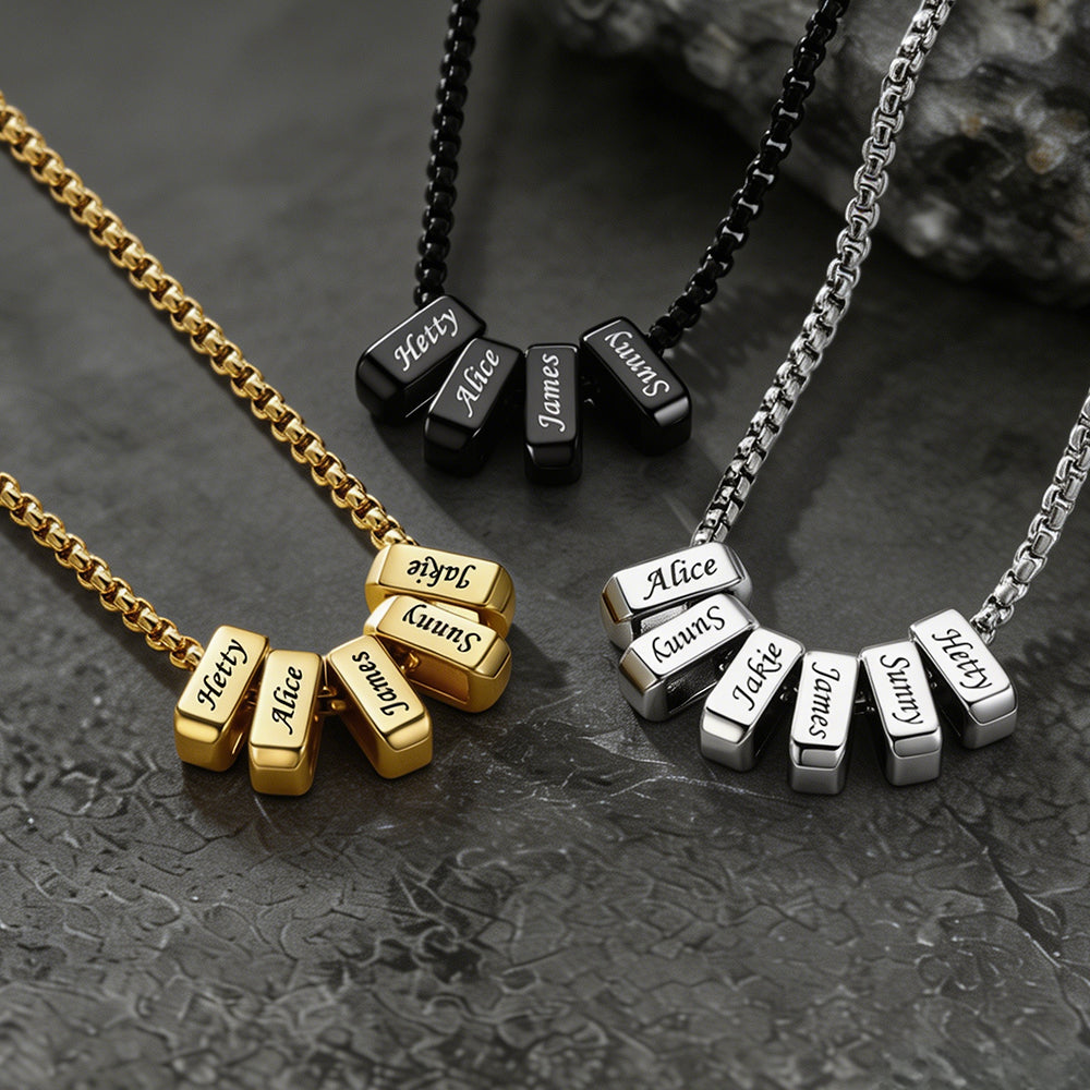 Customized Multi Name Necklace with Box Chain / Wheat Chain for Men in Different Colors