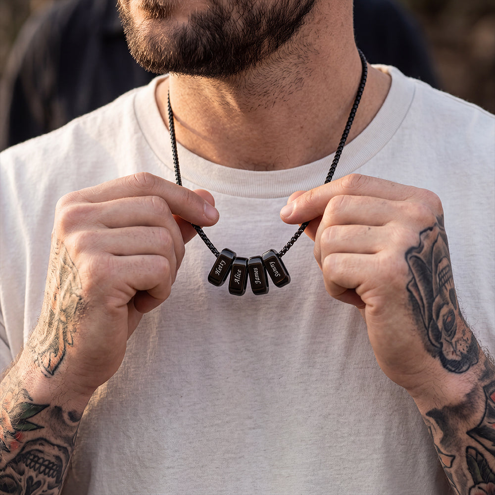 Customized Multi Name Necklace with Box Chain / Wheat Chain for Men BoyFriend
