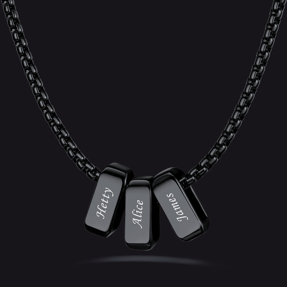 Customized Multi Name Necklace with Box Chain/ Wheat Chain for Men