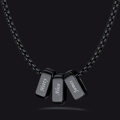 Customized Multi Name Necklace with Box Chain/ Wheat Chain for Men