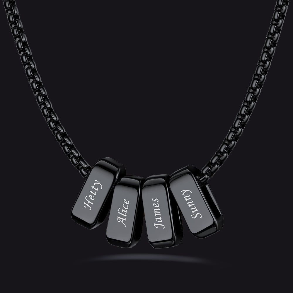 Customized Multi Name Necklace with Box Chain/ Wheat Chain for Men