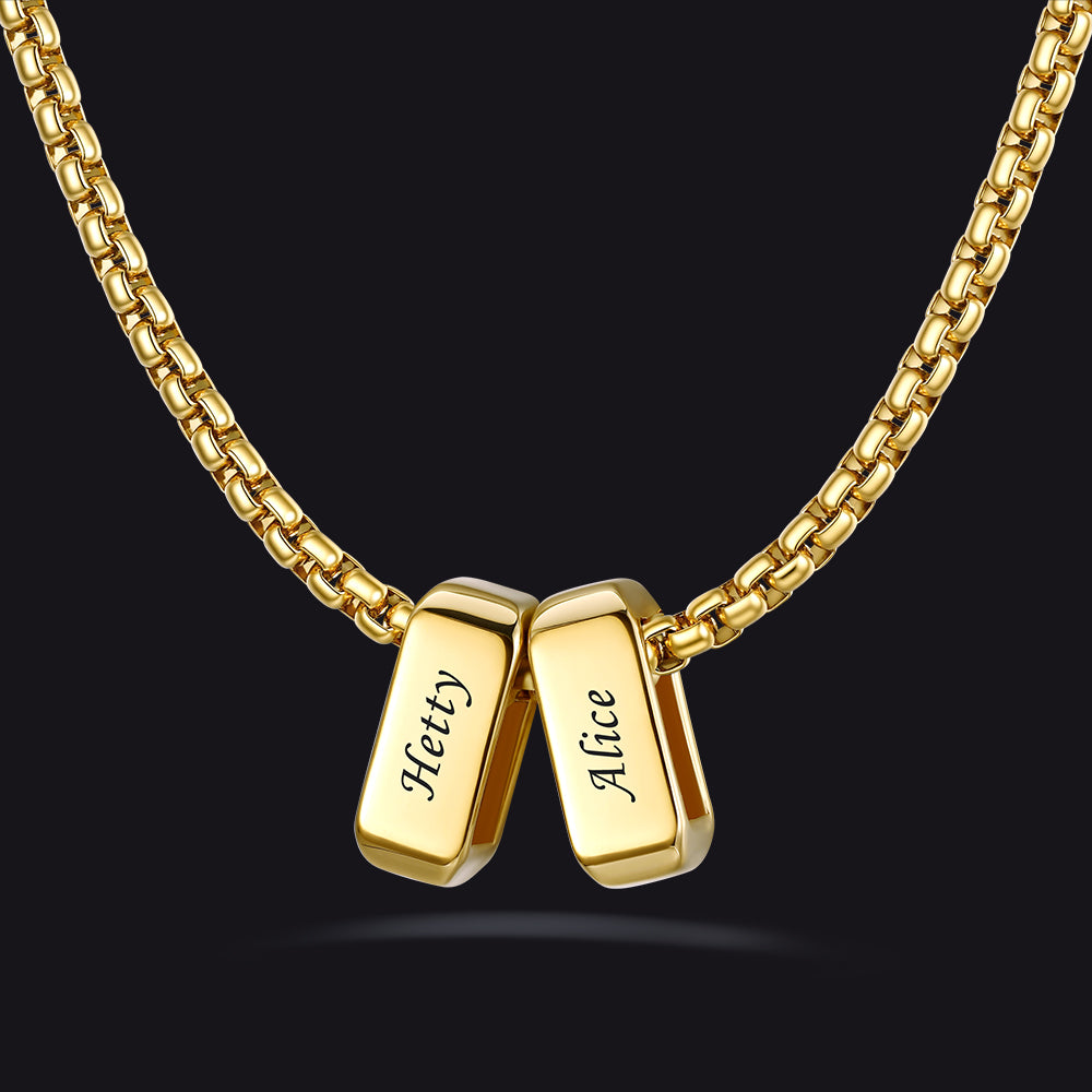 Customized Multi Name Necklace with Box Chain/ Wheat Chain for Men