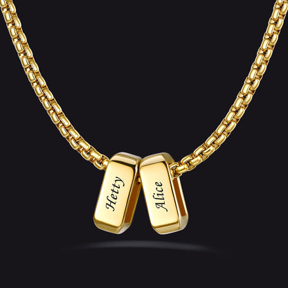 Customized Multi Name Necklace with Box Chain/ Wheat Chain for Men