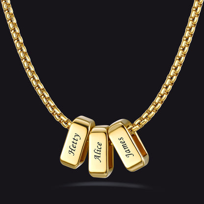 Customized Multi Name Necklace with Box Chain/ Wheat Chain for Men