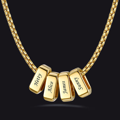 Customized Multi Name Necklace with Box Chain/ Wheat Chain for Men