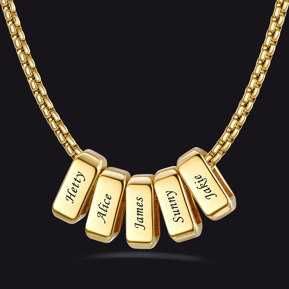 Customized Multi Name Necklace with Box Chain/ Wheat Chain for Men