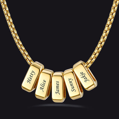 Customized Multi Name Necklace with Box Chain/ Wheat Chain for Men