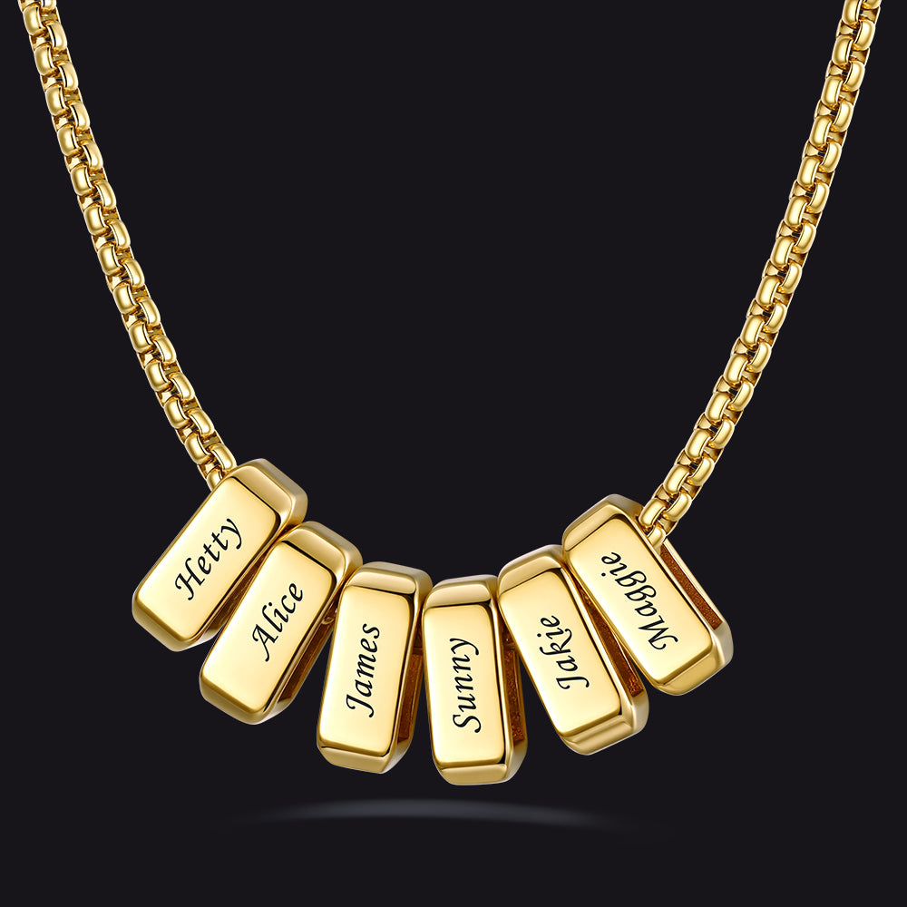 Customized Multi Name Necklace with Box Chain/ Wheat Chain for Men