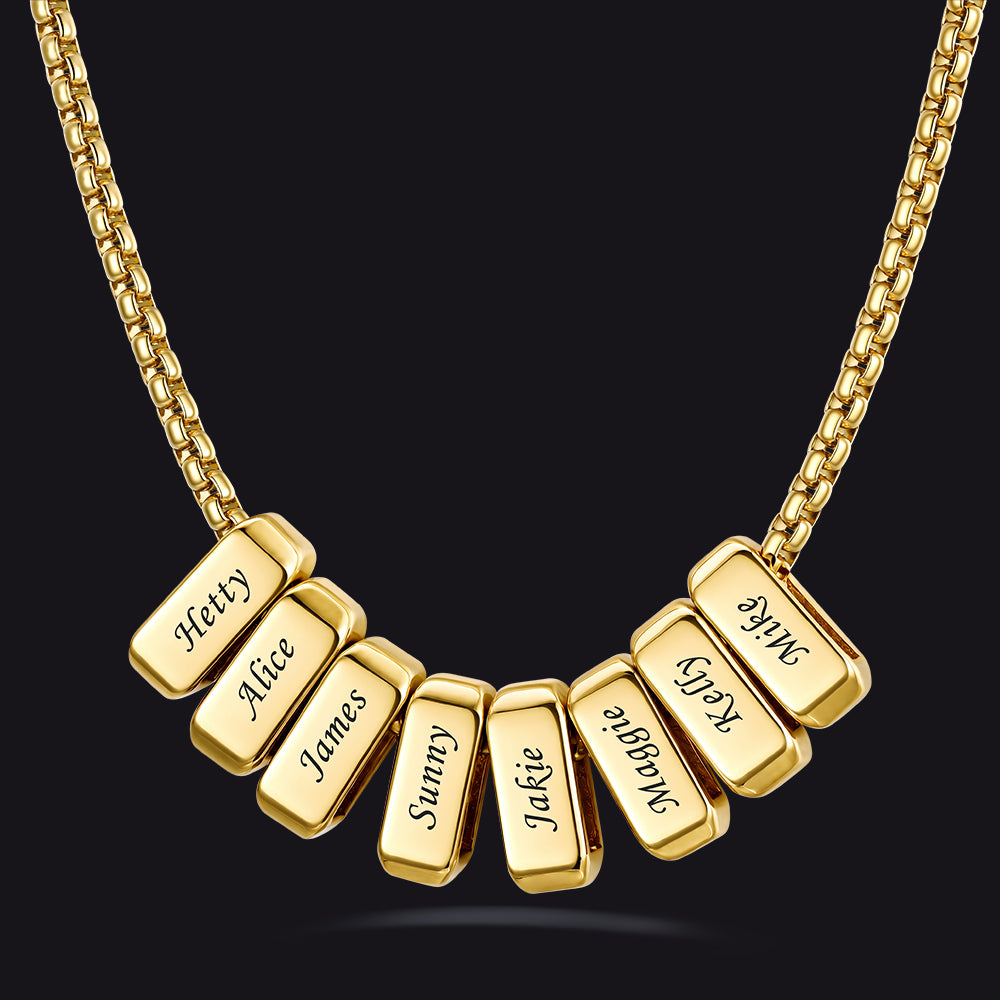 Customized Multi Name Necklace with Box Chain/ Wheat Chain for Men