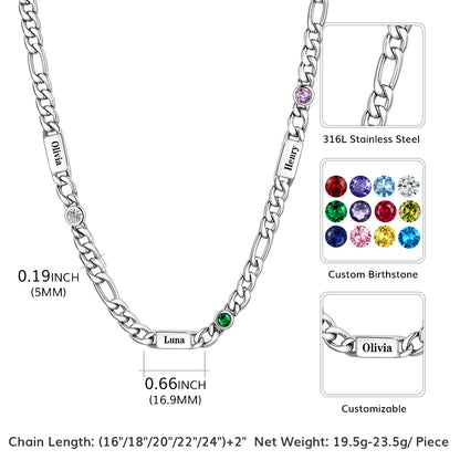 Customized Names Birthstone Figaro Chains Necklace for Men Women - FaithHeart Jewelry