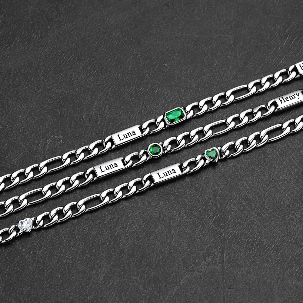 Customized Names Birthstone Figaro Chains Necklace for Men Women - FaithHeart Jewelry