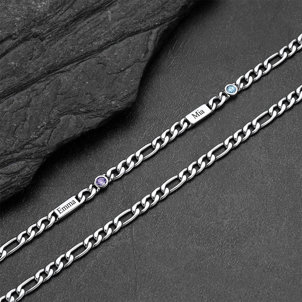 Customized Names Birthstone Figaro Chains Necklace for Men Women - FaithHeart Jewelry
