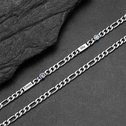 Customized Names Birthstone Figaro Chains Necklace for Men Women - FaithHeart Jewelry