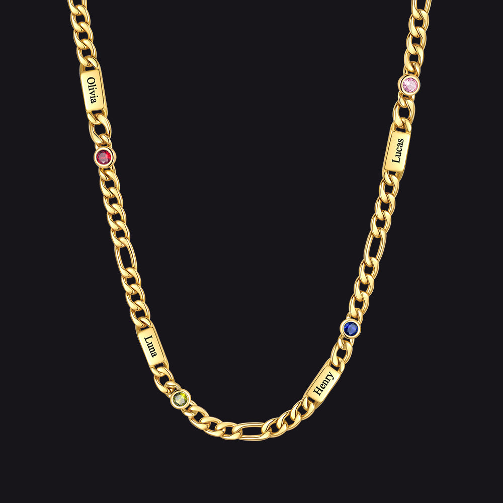 Customized Names Birthstone Figaro Chains Necklace for Men Women