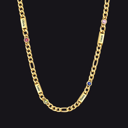 Customized Names Birthstone Figaro Chains Necklace for Men Women