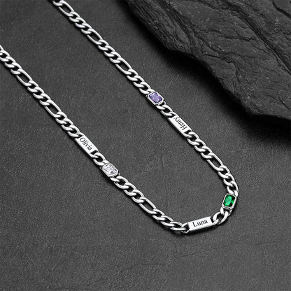 Customized Names Birthstone Figaro Chains Necklace for Men Women - FaithHeart Jewelry