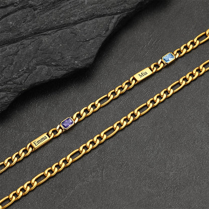 Customized Names Birthstone Figaro Chains Necklace for Men Women - FaithHeart Jewelry