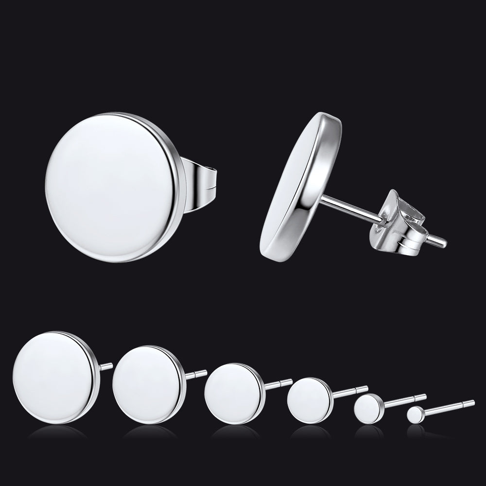 6 Pairs Punk Round Stud Earrings Set for Men