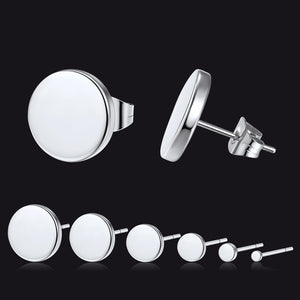 Steel 6 Pairs Punk Round Stud Earrings Set for Men