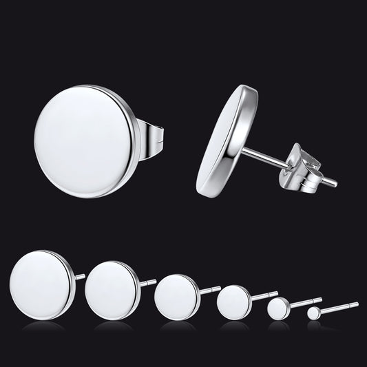 6 Pairs Punk Round Stud Earrings Set for Menimg