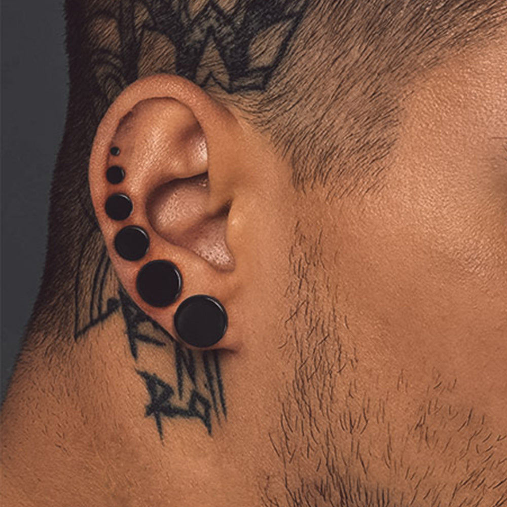 6 Pairs Punk Round Stud Earrings Set for Men