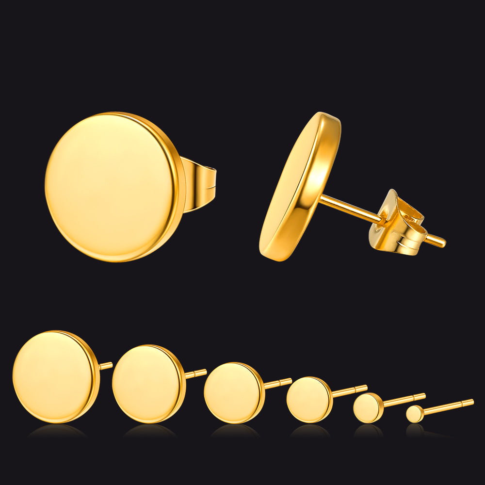 6 Pairs Punk Round Stud Earrings Set for Men