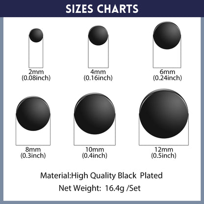 6 Pairs Punk Round Stud Earrings Set for Men