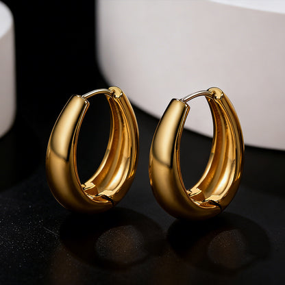 Gold Oval Hoop Earrings for Women 