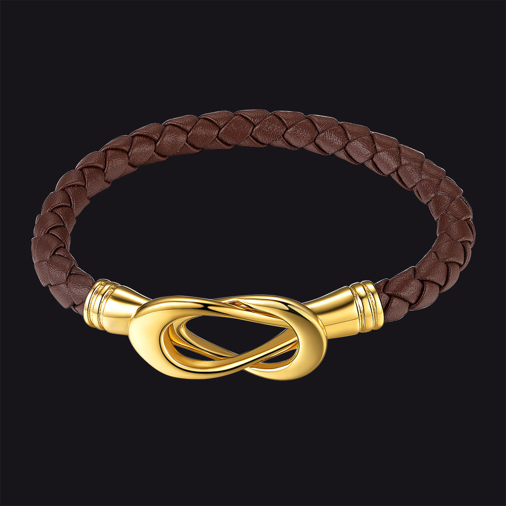 Leather Bracelet with Magnetic Infinity Closure for Men Women FaithHeart Jewelry