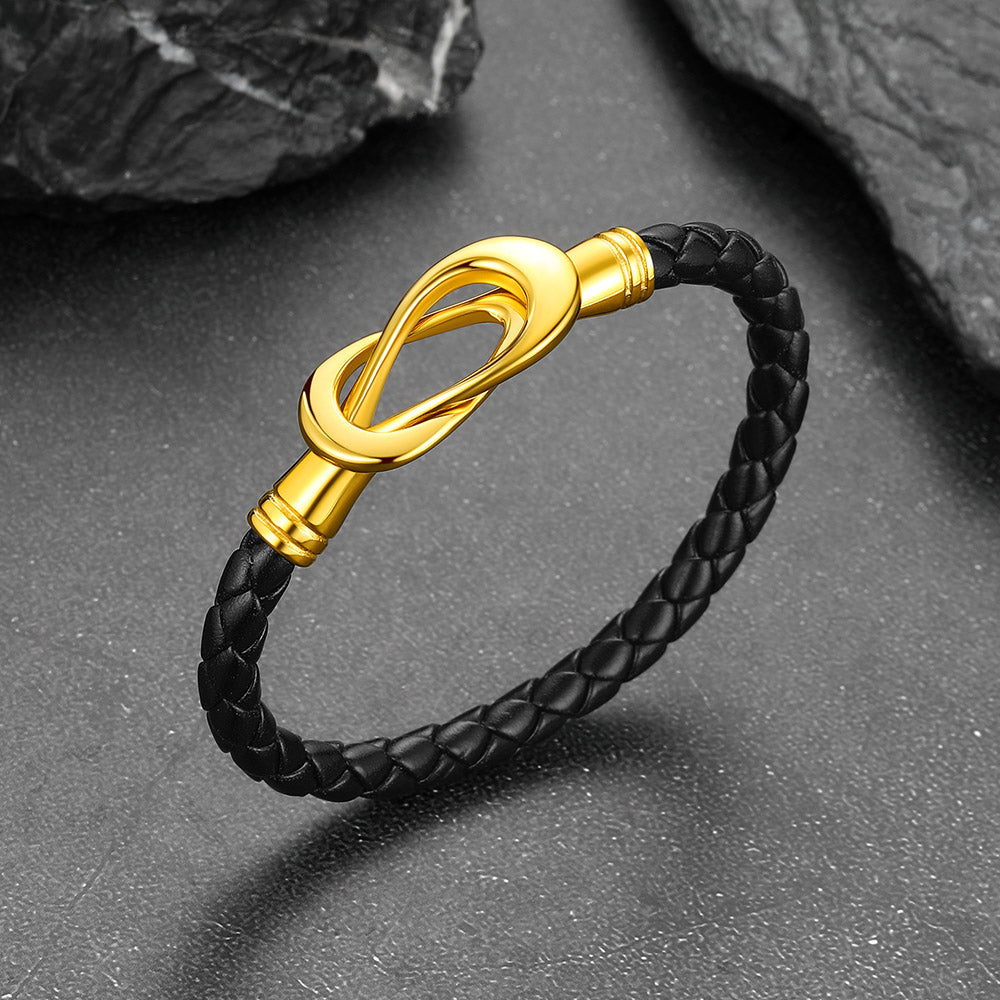 Leather Bracelet with Magnetic Infinity Closure for Men Women FaithHeart Jewelry