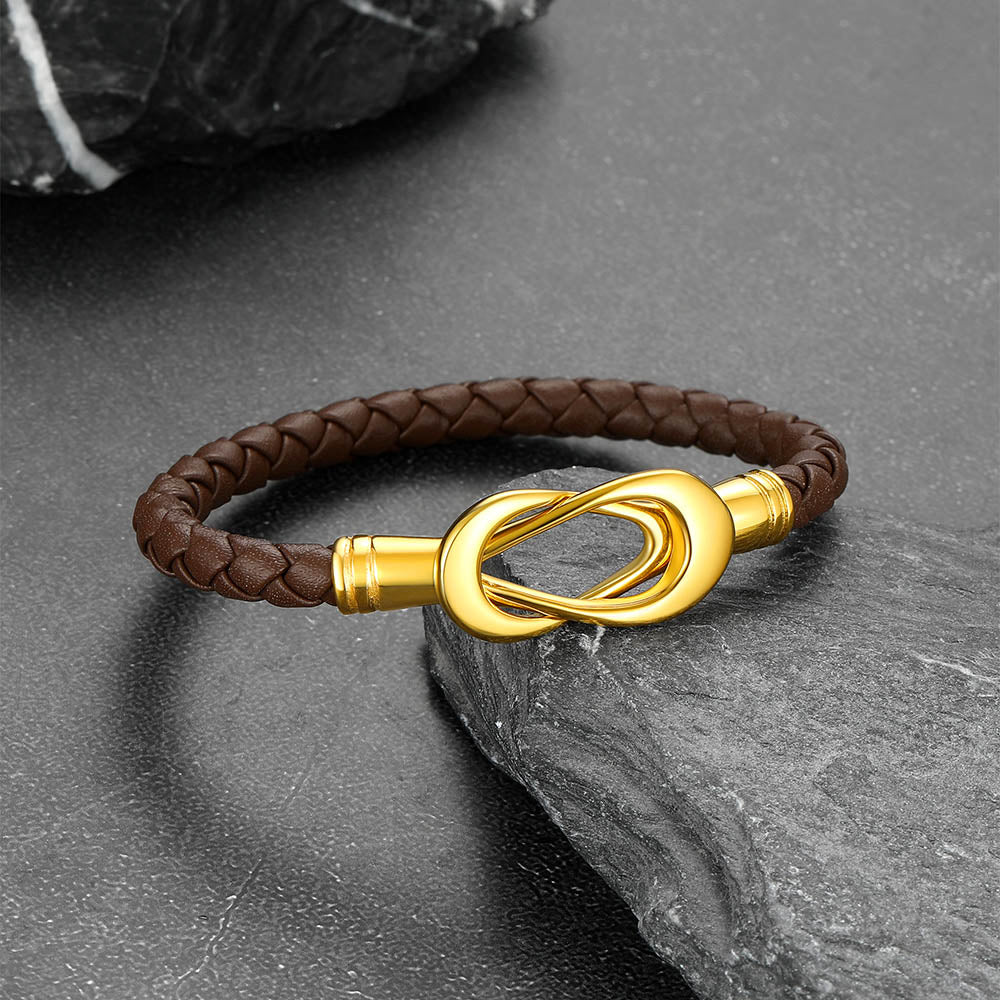 Leather Bracelet with Magnetic Infinity Closure for Men Women FaithHeart Jewelry