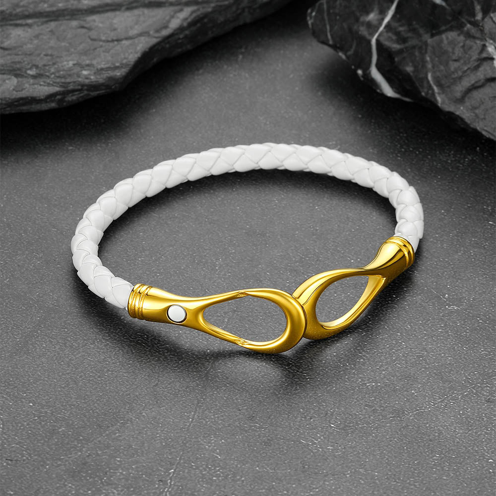 Leather Bracelet with Magnetic Infinity Closure for Men Women FaithHeart Jewelry