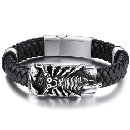 Punk Scorpion Leather Bracelet Cuff for Men