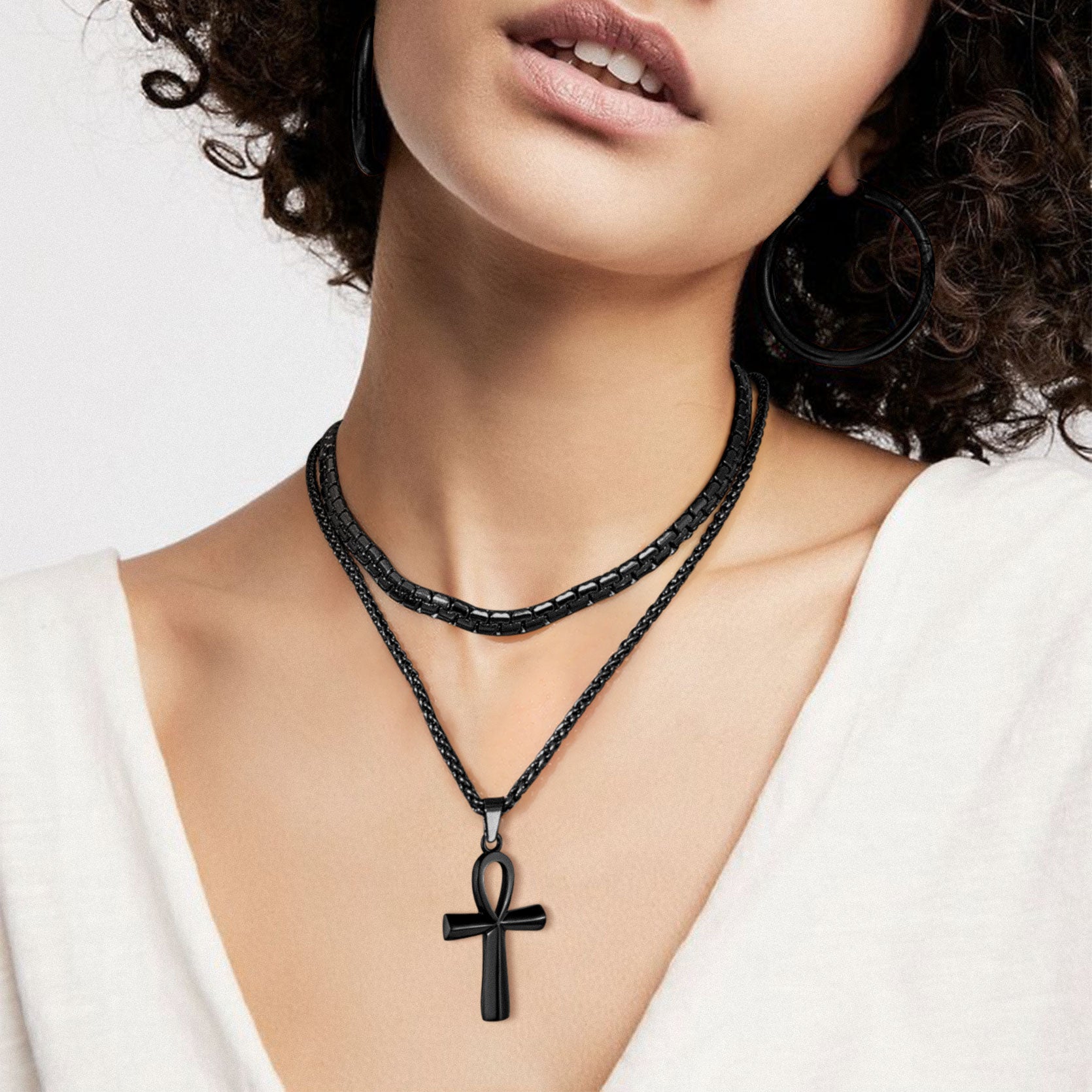 FaithHeart Egyptian Ankh Cross Necklace For Men FaithHeart