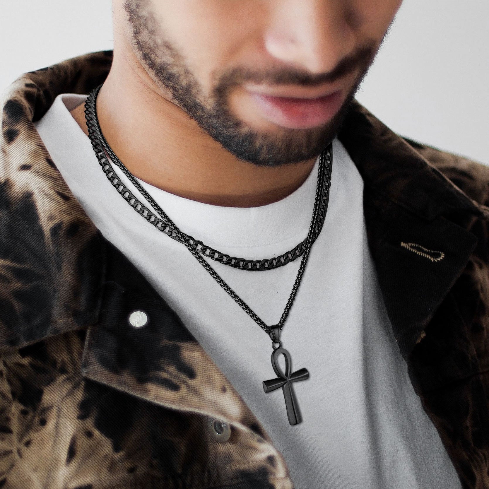 FaithHeart Egyptian Ankh Cross Necklace For Men FaithHeart