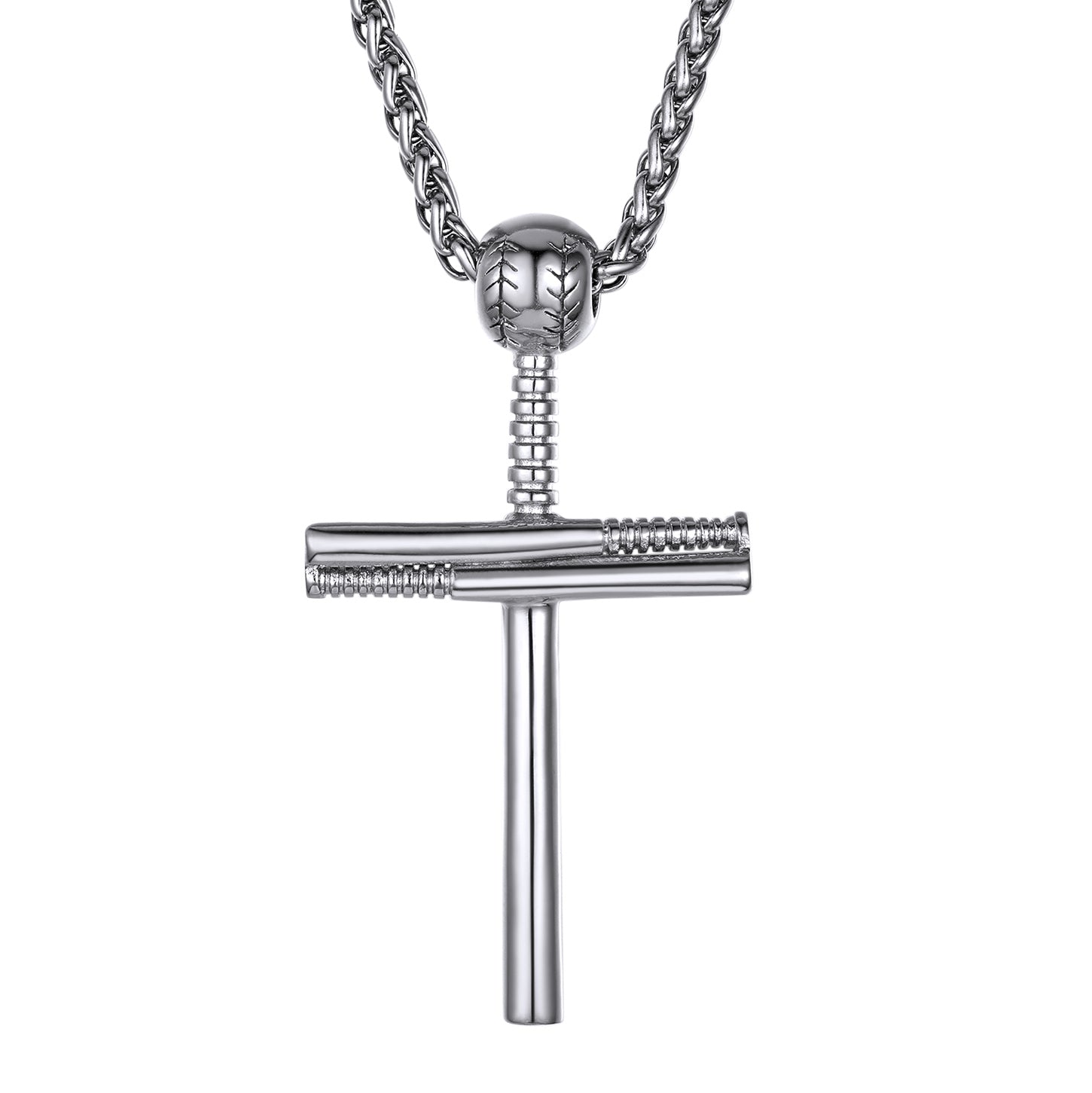 Baseball Bat Cross Necklace Sport Pendant For Men Women