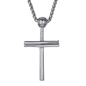 Baseball Bat Cross Necklace - Sport Pendant