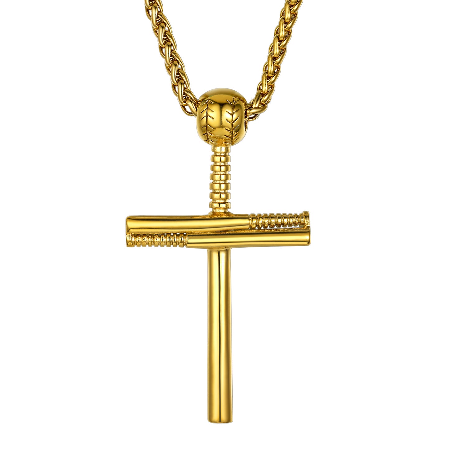 Baseball Bat Cross Necklace Sport Pendant For Men Women